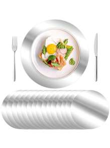 Gold Color Paper Placemats, 13-Inch Metallic Gold/Silver Disposable Placemat For Dining Table, Party, Wedding, Dinner