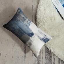 2个12英寸x20英寸枕套，现代家居装饰艺术风格，适用于卧室和客厅，蓝白双面设计，不含枕芯 - 藍白 - 查看 7