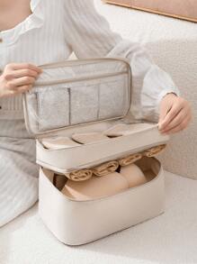 双层多功能便携式旅行胸罩和内裤收纳袋，适用于宿舍、旅行、外出旅行必需品旅行配件女性旅行必备品旅行整理器行李箱夏季海滩度假返校用品