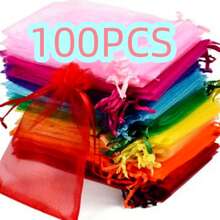 10/50/100pcs Gift Packaging Bags, Multi-Color Organza Candy Bags, Tableware, Size: 7*9CM, Various Holiday Party Packaging Supplies, Festival Home Decor
