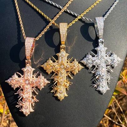 1 件冰晶藤条男式爪镶镀层嘻哈首饰