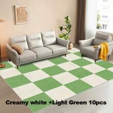 10/20/30 件机制聚酯纤维地毯砖，30 厘米 X 30 厘米，条纹图案，防滑，轻质，防水，簇绒编织，柔软住宅，无缝外观 - 彩色 - 查看 16