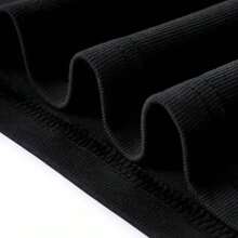 Women's Black Crop Top T-Shirt With Neon Green Alien Cat Graphic Design - 黑色 - 查看 4