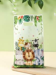 10/25pcs Jungle Animal Style Party Gift Packing Bags, Jungle Birthday Party Thank You Gift Bags With Handle, Cute Lion Tigers Printed Plastic Handbags, Small Shopping Bags, Treat Bags, Jungle Animals Theme Birthday Babe Shower Gender Reveal Wild One Family Holiday Party Diy Gift Wrapping Supplies, Diy Bakery Kitchen Bags, Home Party Decor, Jungle Party Decoration Supplies, Jungle Animals Pattern Plastic Packaging Bags, Party Favors,Birthday,Bride,Wedding - Jungle Animals - View 6