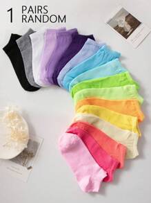 5/10 Pairs Women/Girls Short Socks, Solid Color/Floral Pattern, Odor-Resistant, Moisture-Wicking, Casual, Suitable For Students And Adults, Sports/Holidays/Daily Wear, Random Color And Style Assortment - Multicolor - View 9