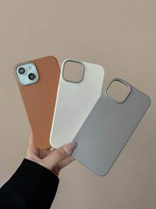 Funda de teléfono de lujo con textura de lichi de tacto suave, combinación de 3 colores para todas las estaciones, gris, marrón y beige, compatible con iPhone/Galaxy - Multicolor - Ver 6