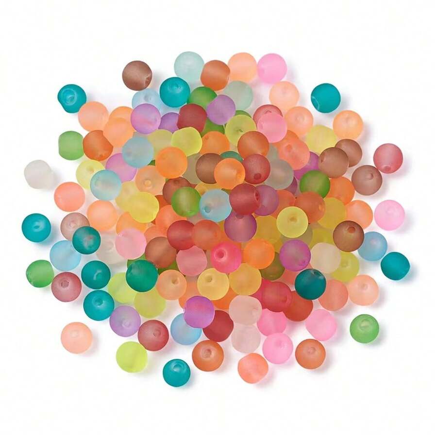1 Pack 800pcs 6mm Frosted Round Loose Acrylic Craft Beads For Jewelry Making, Earrings, Bracelets, Necklaces, Keychains, Sewing Crafts