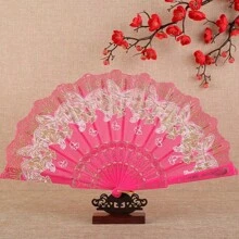 1 件中国风蝴蝶折扇，手工制作传统塑料折扇，古典舞蹈礼物 - 彩色 - 查看 8