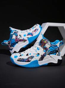 Zapatillas de baloncesto para niños, zapatillas deportivas para niños, zapatillas de baloncesto antideslizantes para adolescentes, zapatillas de senderismo resistentes al desgaste y casuales, adecuadas para todas las estaciones - Azul - Ver 3