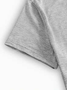 女士休闲百搭纯灰色圆领短袖 T 恤，简约日常休闲