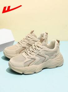 1 đôi giày thể thao kaki unisex thường ngày chunky, giày thể thao ngoài trời thời trang thoáng khí, giày chạy bộ thể dục, giày học sinh, giày chụp ảnh đa năng, giày làm việc hàng ngày, giày thể thao chunky dành cho nữ - Màu Khaki - Xem 10