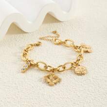 1 件复古不锈钢钥匙扣吊坠，钛钢爱心元素设计手链，时尚百搭情侣礼物 - 珍珠愛心 - 查看 17