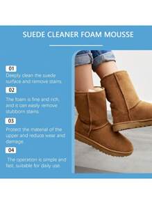 1 Set Suede & Nubuck Cleaner (100ml Cleaner + Brush + Cloth), Suitable For Knitted Boots, Leather, Canvas Cleaning