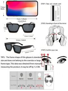 1 件装塑料全框几何现代简约风格女士时尚眼镜，适合户外旅行日常生活音乐节热带海滩度假，适合所有脸型，适合夏季海滩度假、户外、旅行的外出装