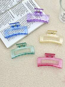 1/6/12pcs, Transparent Rectangular Hair Claw In 12 Candy Colors, Perfect For Daily Wear, Casual Parties, Work Commute, Vacation, Cleaning, Makeup, Clothing And Accessories Matching, Hair Claw Jewelry Clip