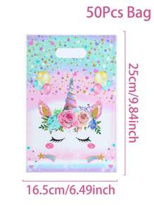 10/25/50pcs Rainbow Unicorn Birthday Party Gift Packing Bags With Handle Pink Unicorn Printed Thank You Plastic Gift Bags, Unicorn Theme Babe Shower Birthday Party Wrapping Supplies, Rainbow Unicorn Pattern Small Shopping Bags, Birthday Party Table Decorations, Birthday Party Diy Gift Pouches, Diy Baking Kitchen Packging Bags, Unicorn Theme Party Favors - Rainbow Unicorn - View 6