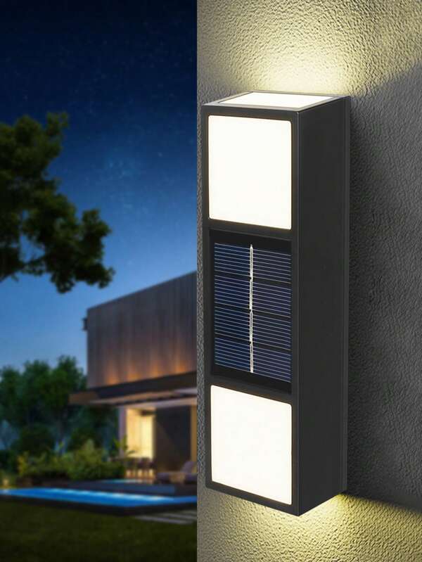 2 Pcs Solar Wall Lights, Outdoor Waterproof Yard Lights, Fence Wall Lights, Garden Villa Exterior Wash Lights, Wall Lamps, Up & Down Lighting, Waterproof, Suitable For Doorway, Garage, Yard