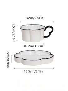 1 件奢华花瓣形咖啡杯碟，陶瓷茶杯和餐具套装，适合下午茶、甜点和礼物、早餐、茶会、居家、花园、餐厅、夏季和冬季 - 彩色 - 查看 2