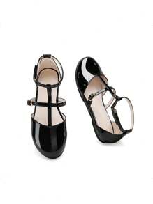 Girls Dress Shoes Mary Jane Flats For Little Girls Party Shoes With T Strap - 黑色 - 查看 8