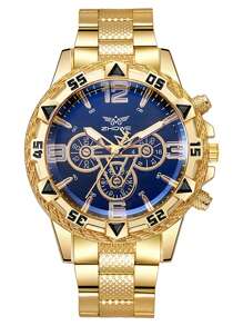 Blue Light Glass Men's Business Watch, Steel Band Quartz Watch With Multi-Function Digital Scale Chronograph, Suitable As Gift For Anniversary, Year-End Promotion, Singles' Day, Halloween Promotion, No Gift Box