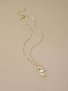 1 件女士不锈钢锆石叶吊坠项链，优雅的节日礼物