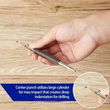 1pc Spring Center Punch, Hammerless, Double Headed Nail Installer, Spring Loaded, Loaded High Carbon Steel Nail Punch, Narrow Space, Door Hinge Pin Remover, Woodworking Tools - Silver - View 4