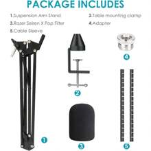 YOUSHARES Razer Seiren X Mic Stand With Foam Mic Cover - Mic Boom Arm Stand With Windscreen Pop Filter Compatible With Razer Seiren X Microphone - 1 - View 7