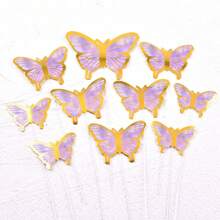 40Pcs Butterfly Cupcake Topper Pink Purple Gold, Lively 3D Butterflies For Cake Decor Birthday Anniversary Wedding Women Party Wall Food Decorations,Mixed Size