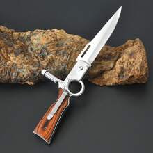 AK47 Flipper Pocket Knife, AK47 Pocket Folding Knife, Tactical Knife For Camping Hunting Survival Indoor And Outdoor Activities Mens Gift-Ideal For Hiking, Fishing, Emergency, EDC Tactical Tool Knife - Brown Wood Grain - View 4
