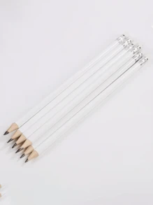 20pcs Set Innovative White Wooden Barrel Learning & Office Writing Pencils With Erasers - White - View 3