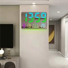Multifunctional RGB Colorful Digital Remote Control Wall Clock - White - View 6