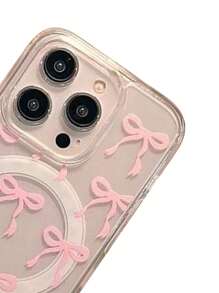 蝴蝶结亲肤磁吸手机壳，兼容 17 Pro Max/16/15/14/13/12/11、S25U、S24U、S23U、A16、A15、A35、A36，保护套 - 粉色 - 查看 5