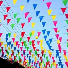 50/100/200pcs Colorful Triangle Bunting Flags - Vibrant Multicolor Pennant Garland, Polyester, Ideal For Grand Openings, Carnivals, Theme Parties, And Outdoor Celebrations, Festive Party Decorations | Celebratory Flags | Polyester Flags Banner Tapestry Room Decor Birthday Decorations