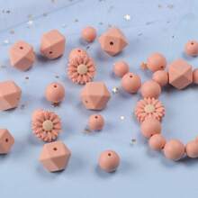 43 件雏菊/圆形/六角形单色 DIY 串珠套装，12/15/17/22mm 硅胶珠，包括串珠笔/钥匙链配件，男女通用手工礼物，非常适合学生/白领/手工艺爱好者 - 圓形六角形雛菊花朵單色組合套裝 - 查看 6