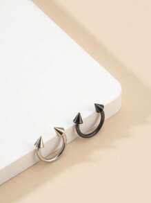 2 Pieces Of Charming And Personalized Simple Rivets, Stainless Steel Genuine Pierced Women's Silver And Black Nose Rings, Nightclub Parties, Birthday Gifts