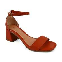Women's High Block Heel Sandal Straps Multiple Ways To Wear - Burnt Orange - View 2