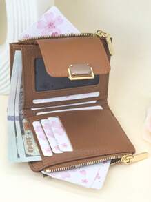 MINGYOU Women Buckle Wallet PU Soft Tree Bark Texture High-Grade Multi-Function Fashion Casual Cardholder Zip Minimalist Student Coin Purse Compact And Portable Wallet Purse Wallet Mini Wallet Small Wallet - Brown - View 3