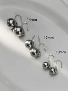 1 pereche de cercei eleganti cu perle artificiale, argint S925, cercei de lux vintage și minimalisti, cu decor de perle artificiale circulare gri de înaltă calitate, cercei metalic cu cârlig pentru ureche