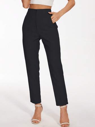 Women's Solid Color Elegant Pants High Waisted, Commuting, Business Casual Pants