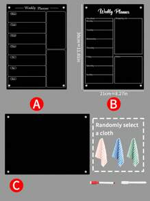 Acrylic Black Magnetic Memo Board (2pcs Magnetic Whiteboard Markers + 1pc Random Color Eraser Cloth), Glass-Like Dry Erase Board, Acrylic Magnetic Refrigerator Whiteboard, Home Decor Gifts Birthday Graduation
