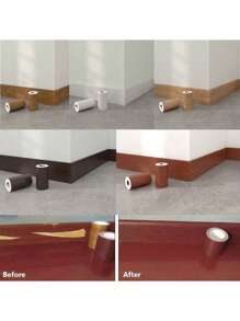 1pc 10m/393inch Realistic Wood Grain Textured Adhesive Tape, Waterproof Repair Sticker For Floor, Furniture, Baseboard, Doorframe, Window Sill