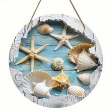 2D Charming Starfish & Shell Wooden Wall Decor - Vintage Summer Decoration, Suitable For Home, Porch, Dining Room, Bar, Wreaths, Room Decor Gifts Birthday Graduation - Multicolor - View 10