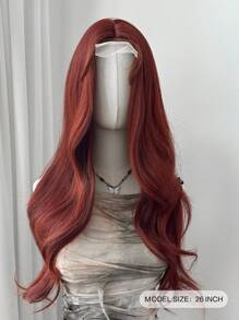 女士角色扮演长橙色 U 型蕾丝假发 26 英寸长橙色姜黄色波浪假发，自然橙色假发，易于佩戴的橙色卷发假发，耐热合成假发万圣节假发角色扮演假发（橙色）（不含配件） - 臟橘色 - 查看 3