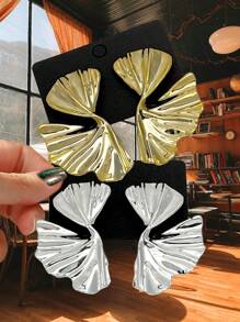 4pcs/Set Stylish Gold & Silver Plated Earrings Jewelry Set, Women Girls Party Daily Wear Gift