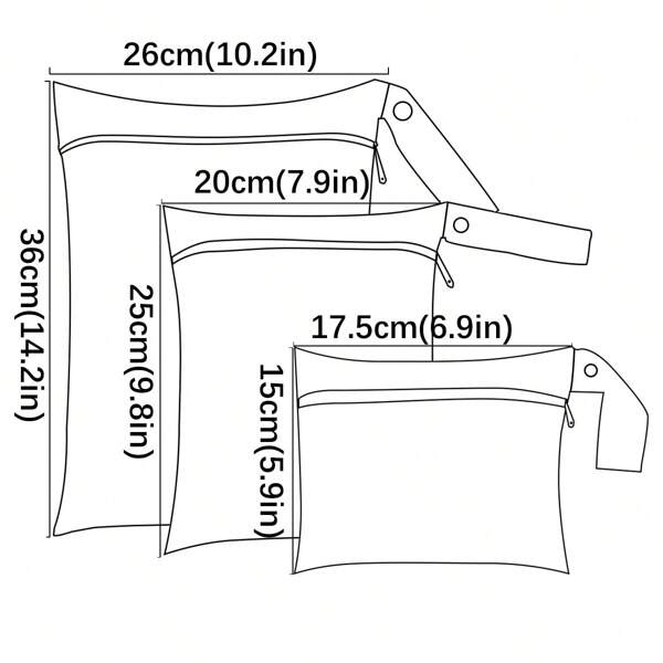 3 stuks schattige luiertas met dinosaurus-, beer-, walvis- en bloemenpatroon voor baby's, nat/droog, opbergtas