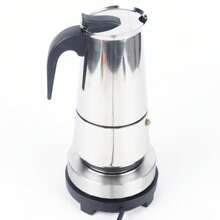 Electric Stovetop Espresso Maker Greca Coffee Maker Moka Pot Stainless & 9 Cups