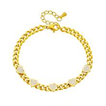 Fashionable European And American Cross-Border New Arrival White 3D Heart Chain Titanium Steel Jewelry Accessories Versatile Quality Bracelet - Gold - View 5