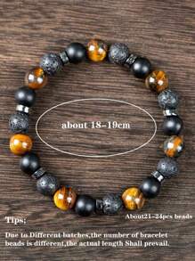 Men's Tiger Eye & Volcanic Stone Protection Bracelet, Grounding, Lucky, Confidence, Health, Release Fear, Boho Style Yoga Meditation Jewelry Unisex - Multicolor - View 7