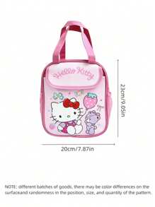 Sanrio Juego de 4 piezas de cubiertos de acero inoxidable con diseño de Hello Kitty - Set de tenedor, cuchara, palillos y bolsa térmica aislada portátil para llevar la comida, ideal para estudiantes, trabajadores y viajes