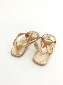 REVREAL Women's Black Braided Flat Sandals Stylish Sandals Summer Sandals For Women - Gold - View 3